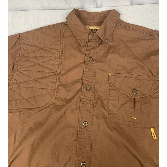 R&R Outdoors Hunting Shirt‎ Men Large Brown Padded Shoulder Short Sleeve - Picture 1 of 15